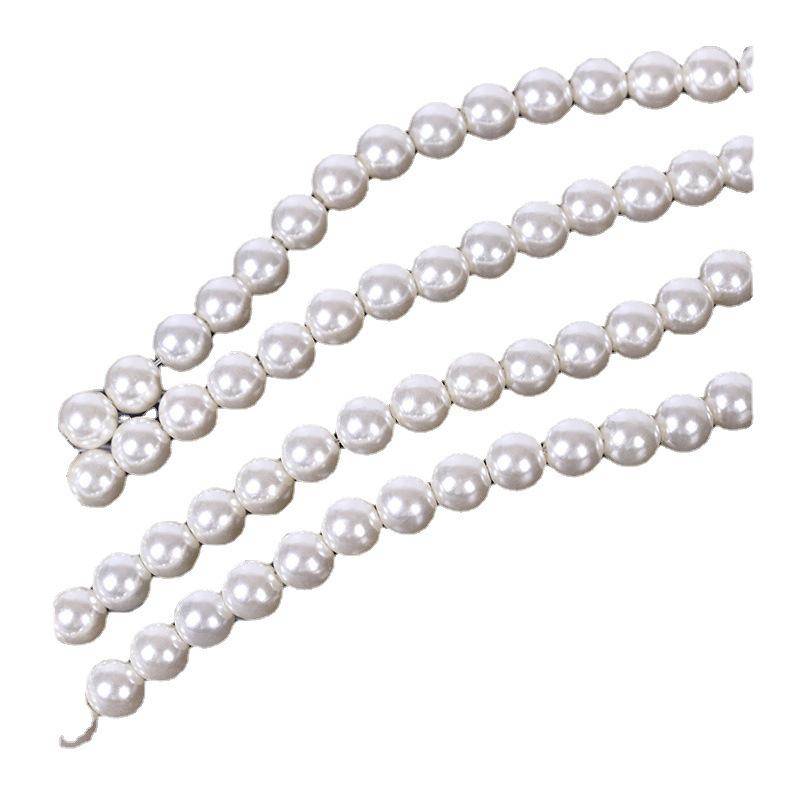 High Gloss ABS Perforated Imitation Pearl Iron Wire Straight Hole Beads for DIY Beading.