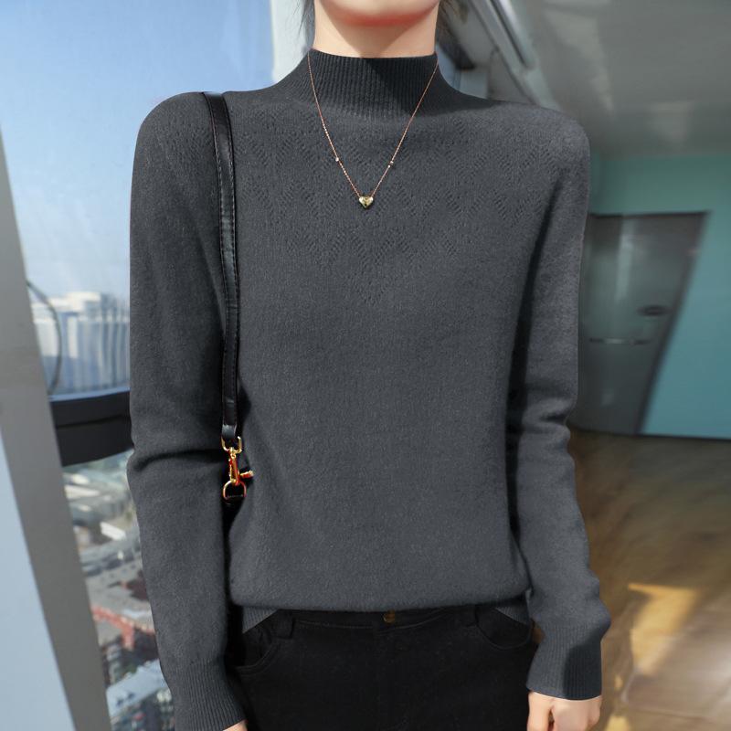 DAFIFY Women's Fashion Casual Fall Winter Solid Color Print Long Sleeve Half Turtleneck Sweaters