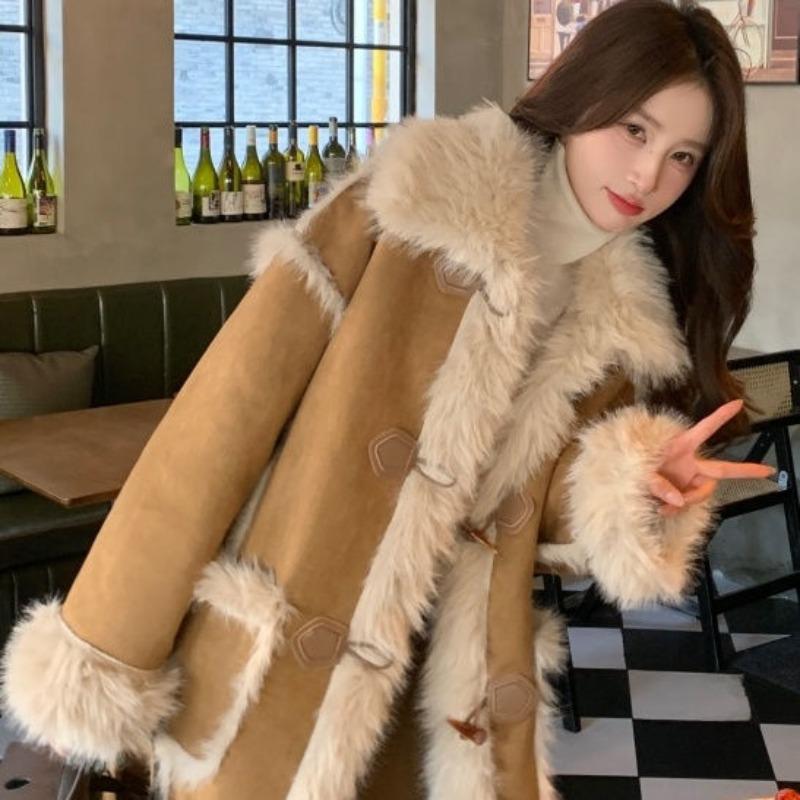 

Зимняя шуба из искусственного меха под лису, женская длинная свободная пушистая утолщенная шуба L (131-72.5 kg)