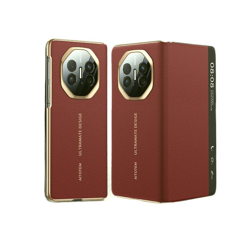 Applicable To Huawei Matex5 Mobile Phone Case Smart Window Flip X6 Collector's Edition X3 Electroplated Anti-drop Business Plain Leather Case