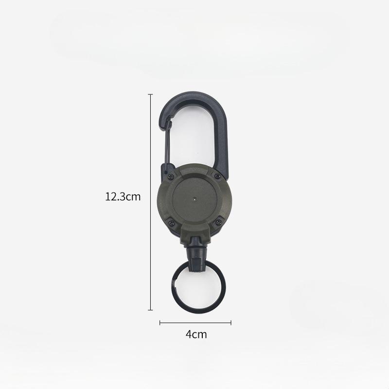 Mosquetón retráctil resistente con carrete de tracción, llavero con hebilla de cable de acero resistente, llavero con resorte, herramienta deportiva para exteriores