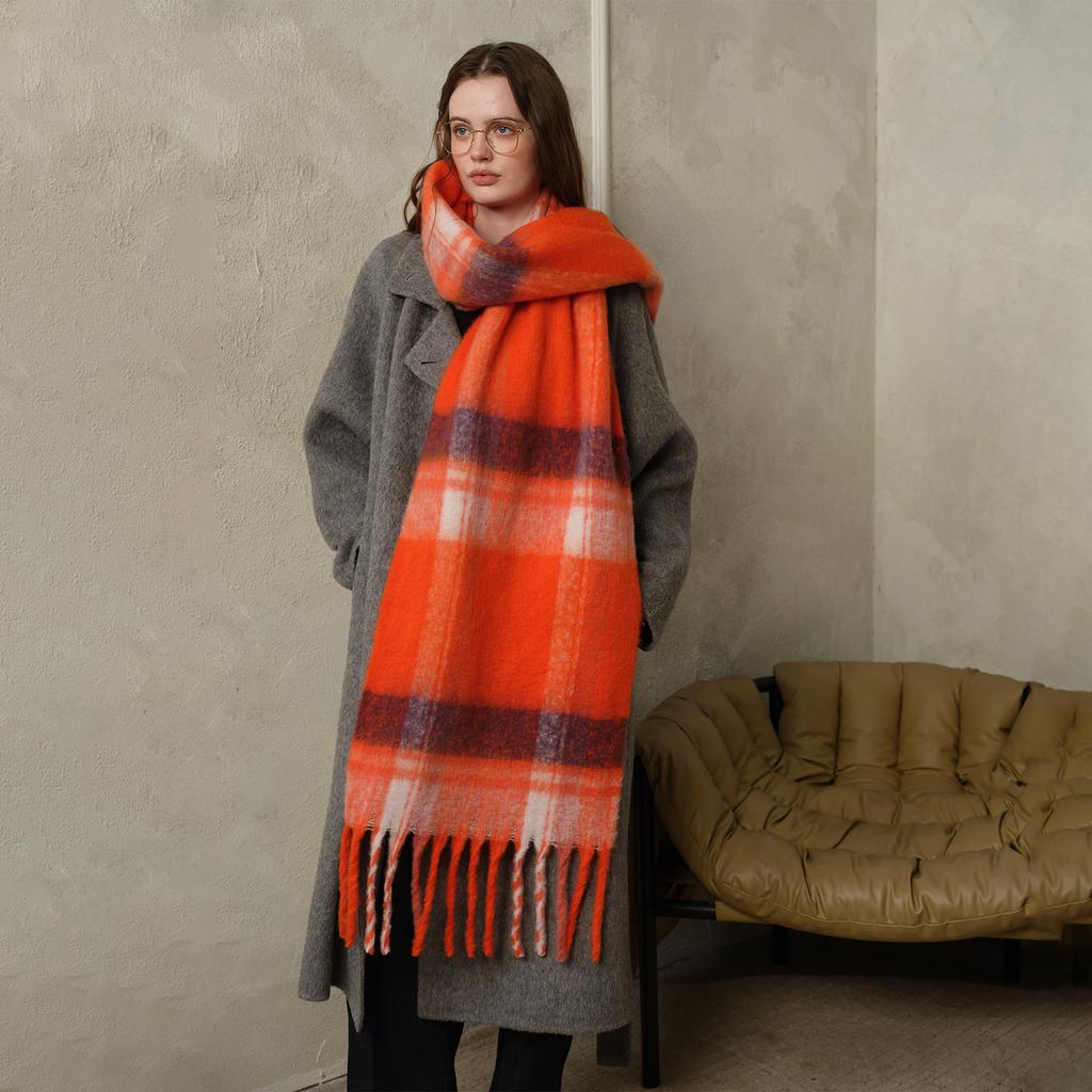 Autumn and winter imitation cashmere plaid scarf women's soft enlarged thick scarf shawl