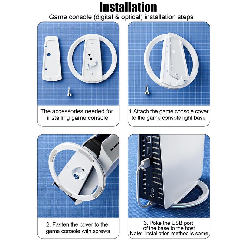 RGB Vertical Stand Game Console for PS5/PS5 Slim PROGame Console Anti-Slip Stable LED Cooling Base Stand Gaming Accessories