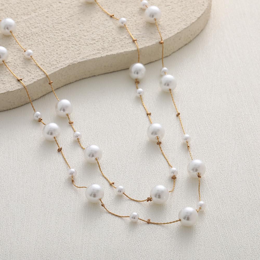 Multi-Layer Temperament Pearl Necklace Women, High-End Light Luxury Sweater Chain Versatile Autumn And Winter Long Necklace Jewelry