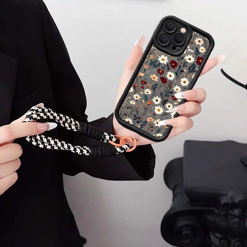 Flowers Wrist Strap Case For Samsung Galaxy S25 S24 S23 Ultra Note 20 Plus S22 S21 S25FE S20FE S24FE S23FE Cover