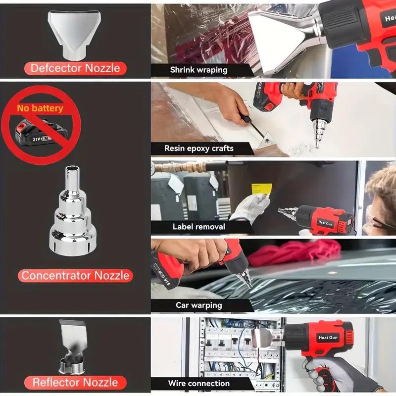 Portable Rechargeable Lithium Battery Heat Gun with Digital Display and Wireless Temperature Control