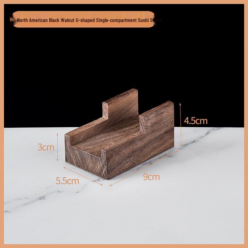 Sushi Tray U-Shaped Solid Wood Nori Holder - Creative Japanese Cuisine Plating Dish for Hand Roll and Taco Presentation