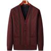 Men's Autumn-Winter Knit Cardigan: Thickened Velvet Sweater for Middle-aged and Elderly Dads and Grandpas.