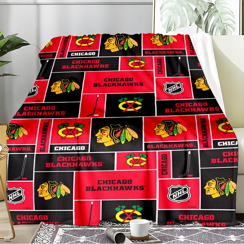 Chicago Hockey Decke Flanell Überwurf für Sofa, Innenbereich, Camping, Wohnzimmer, Büro, Stuhl und Bett Weiches Geburtstagsgeschenk