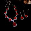 Diamond water drop geometric necklace earrings set light luxury temperament collarbone chain fashionable versatile high-end jewelry