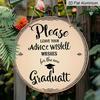 2D Flat 1pc, 8x8 in, Vintage Graduation Aluminum Metal Sign - Rustic Wall Art with Inspirational Message & Graduation Cap Illustration - Home, Bar