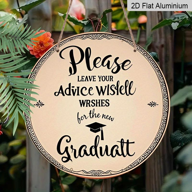 2D Flat 1pc, 8x8 in, Vintage Graduation Aluminum Metal Sign - Rustic Wall Art with Inspirational Message & Graduation Cap Illustration - Home, Bar