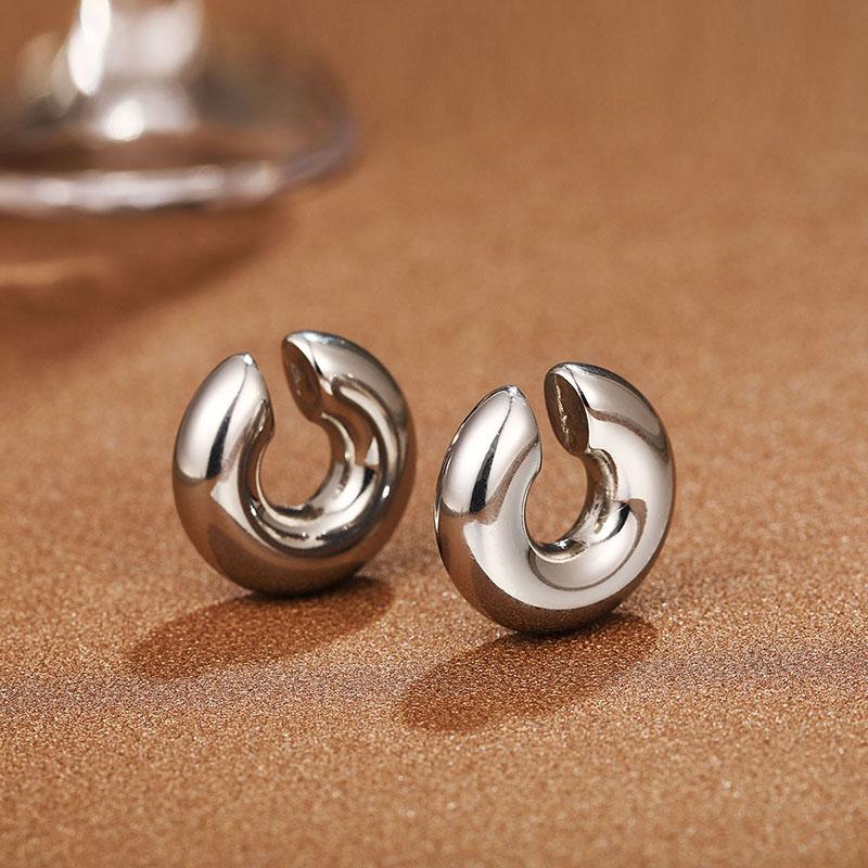 Hyperbole Large Chunky Non Piercing Golden Plated CCB Circle Ear Cuffs Earrings for Women Thick Round Light Ear Clip Jewelry