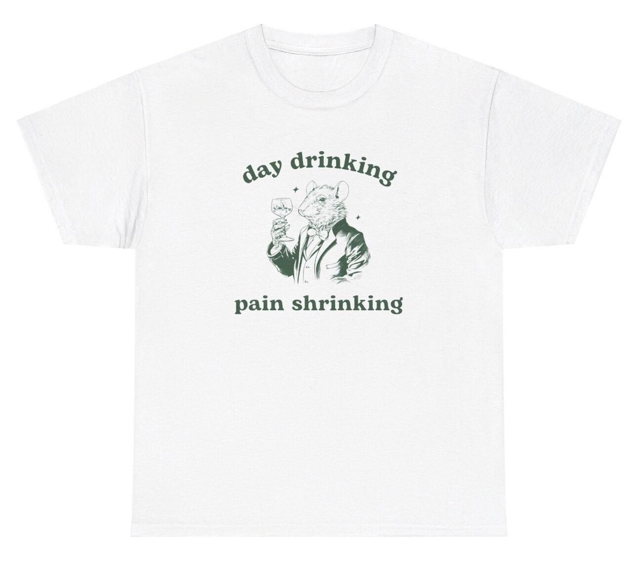 New Day Drinking Pain Shrinking Mouse T Shirt Funny Alcohol Liquor Drinking Tee XXXL