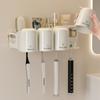 Wall Mounted Toothbrush Holder with Cup Automatic Toothpaste Squeezer Dispenser Suction Cup Bathroom Storage Rack Box for Family