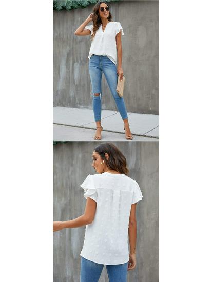 European and American Women's Ruffle Chiffon Summer Shirt