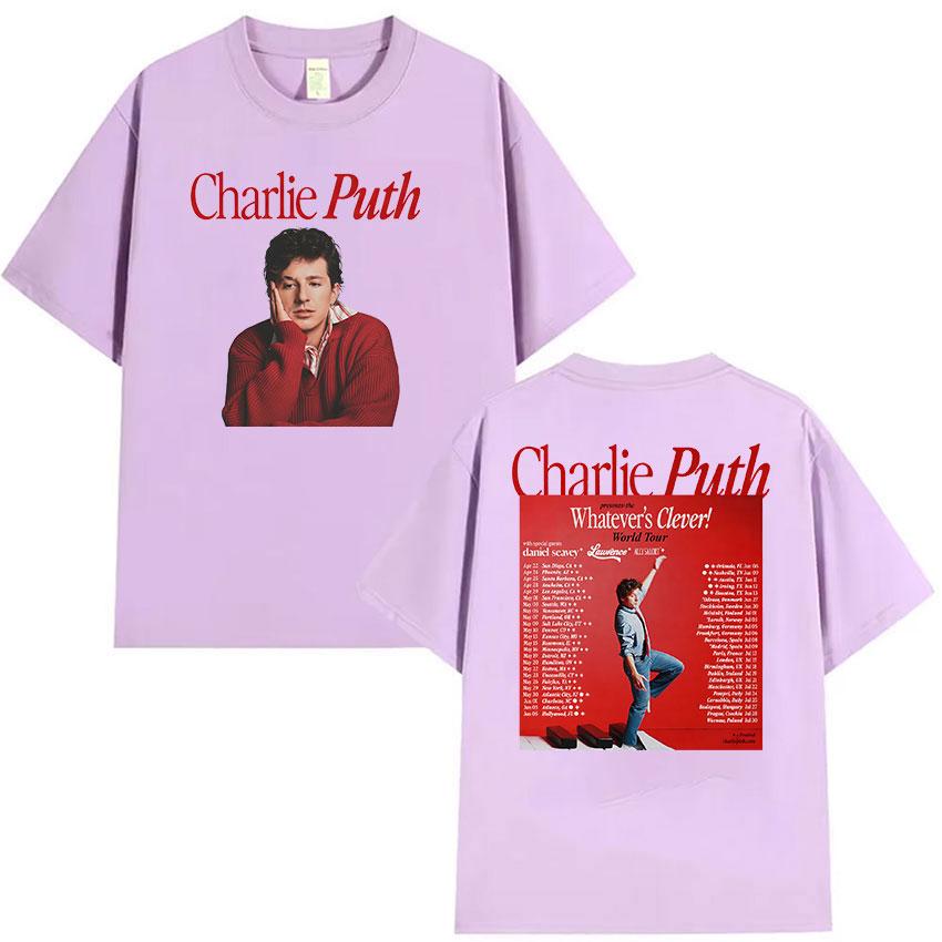 Charlie Puth Whatevers Clever World Tour 2026 Merch T-Shirt Unisex Hip Hop Oversized Baumwoll-T-Shirts Vintage Hochwertiges T-Shirt