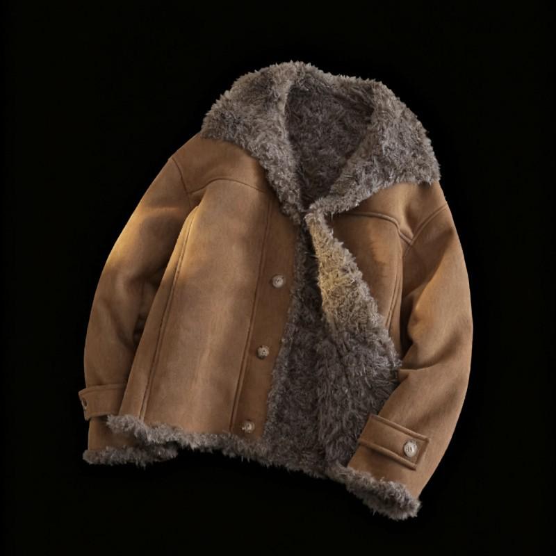Men's High-End Lambswool Leather Motorcycle Jacket for Autumn/Winter