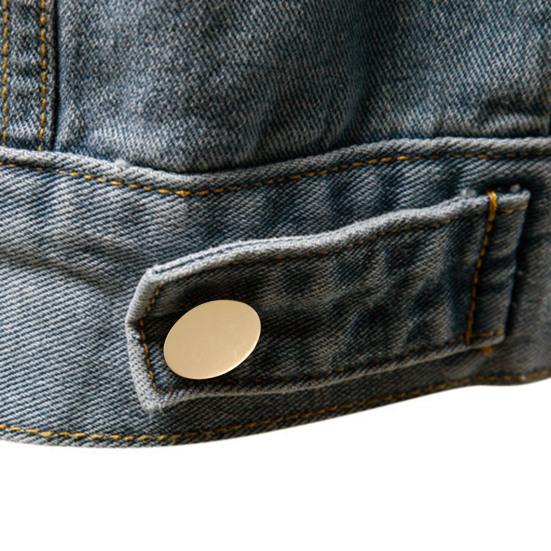 Spring Men Denim Jacket Lapel Single Breasted Solid Color Fashion Motorcycle Jeans