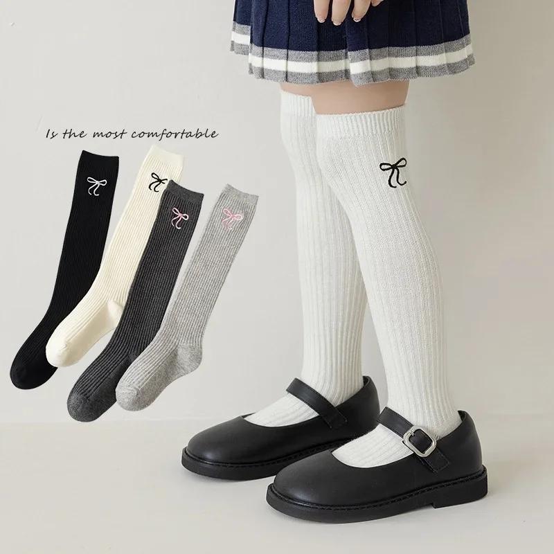 1 Paar Koreanische Mode Legging Strumpf Socke für Kinder Mädchen JK Lolita Stickerei Schleife Kniehohe Socke Frühling Herbst Schulsocke