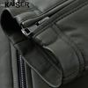 KAISER Men's Sheepskin Stand Collar Motorcycle Leather Jacket