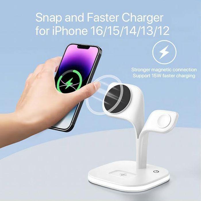 Chargeur sans Fil - Apple - Compatible iPhone 16/15/14/13/12 - MagSafe - Veilleuse - 40g