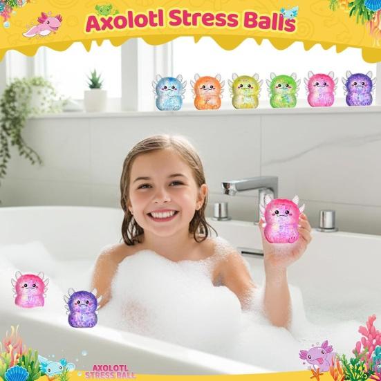 Axolotl Squeeze Toy Set, Stress Relief Toys for Adults Kids, Soft TPR Slow Rising Sensory Squeeze Balls for Anxiety Relief, Classroom Prizes Birthday