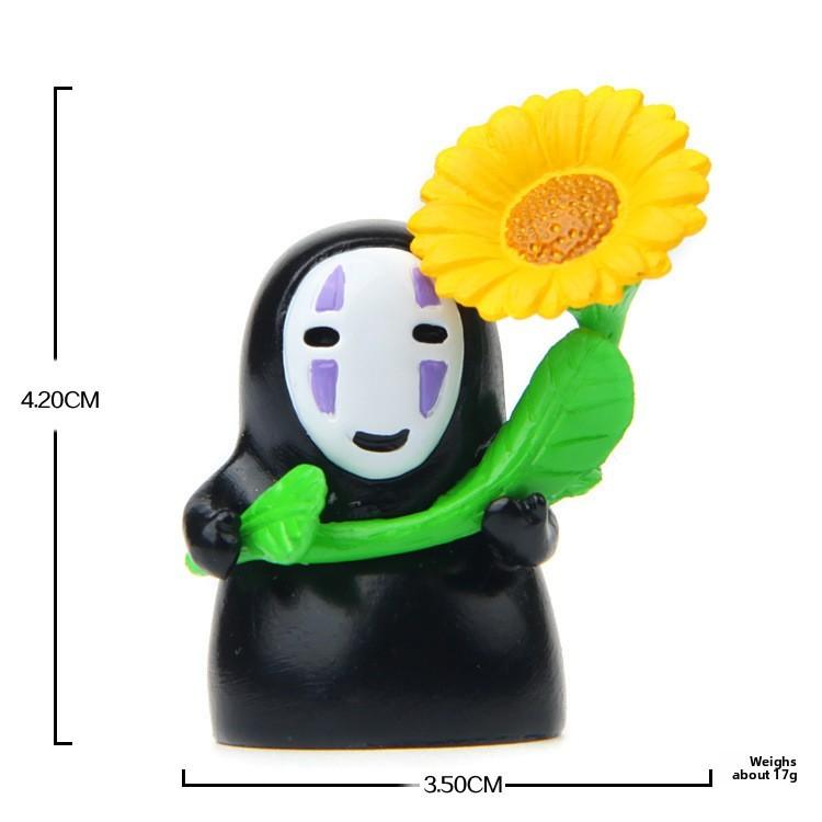 

Cartoon Spirited Away No Face Man Resin Figures With Rose Sunflower Mushroom Leaf For Home Decor And Gift Ideas Sunflower