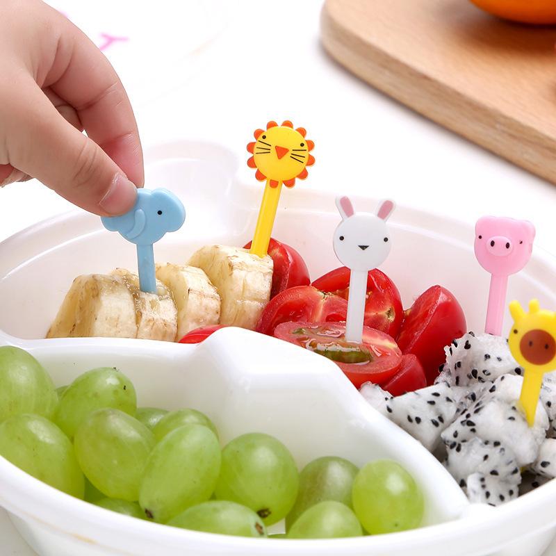 Mini Forchette Animali Stuzzichini per Bambini Carini Forchettine da Frutta Decorazioni per Bento Box Riutilizzabili Cartoni Animati Bambini Snack Torta Dessert Pranzo