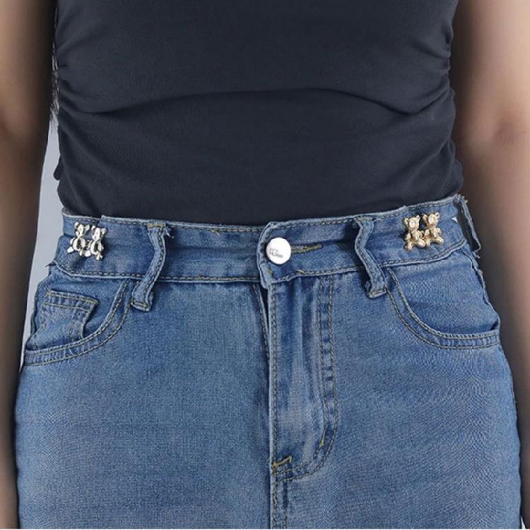 Button Pin Detachable Decorative Waist Buckles No Sewing Bear Waist Tighten Cute Bear Metal Tighten Waist Button Pin