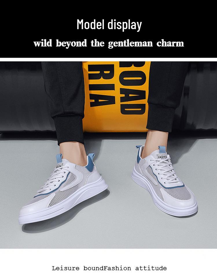 Men's Trendy 2025 White Breathable Mesh Sports Shoes - Summer Wear-Resistant Casual Sneakers