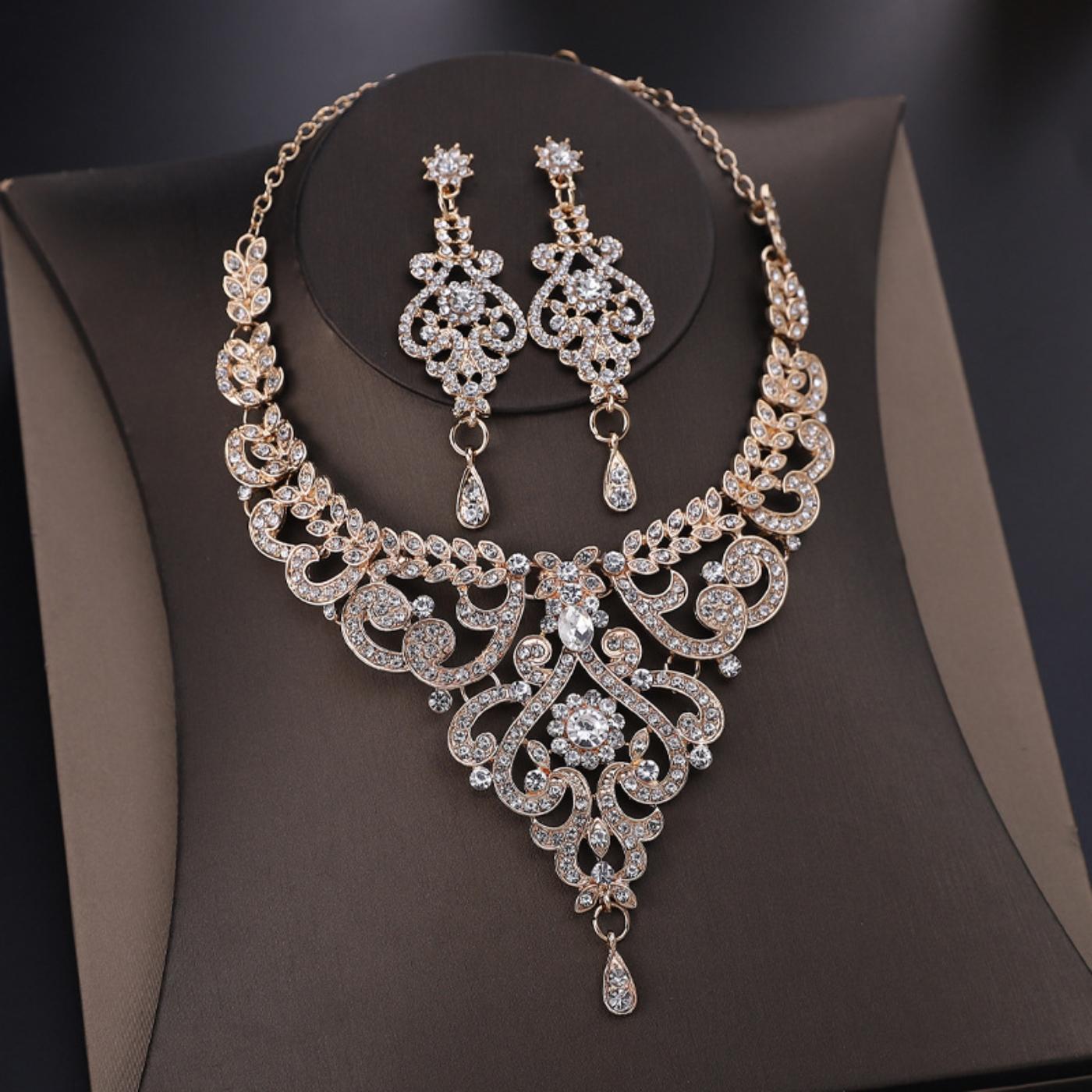 

Дизайнерский набор цирконов в дворцовом стиле, роскошные женские аксессуары с инкрустацией стразами