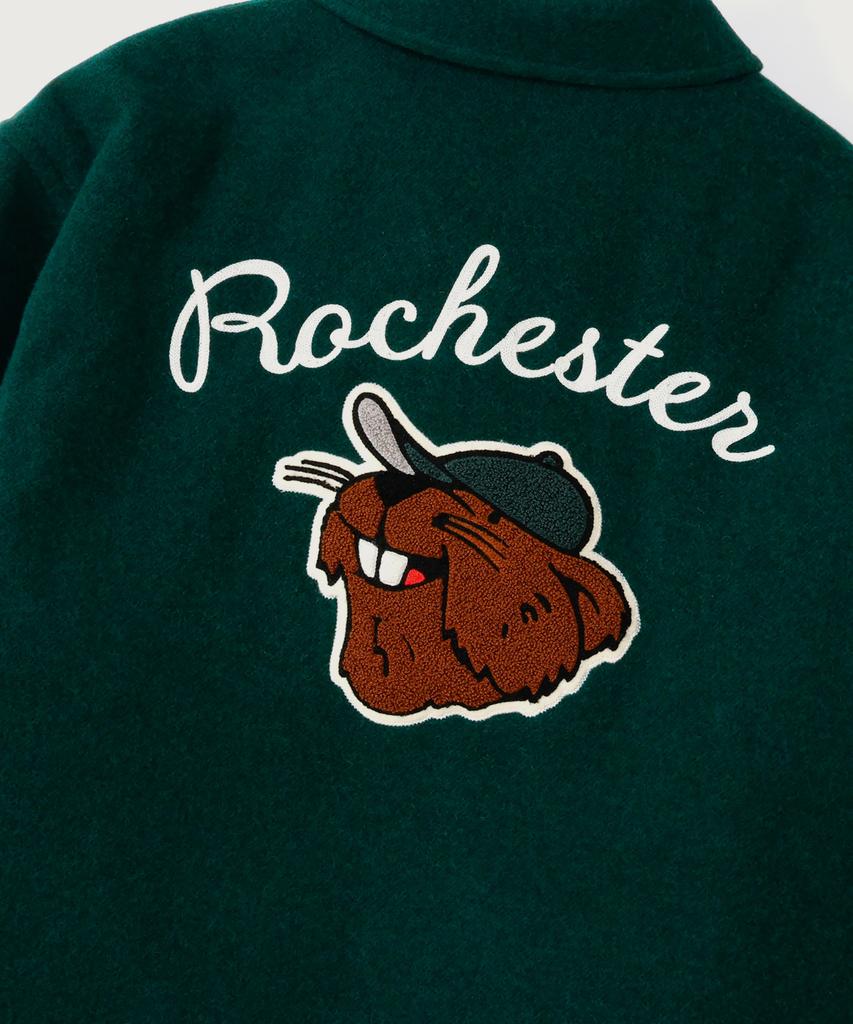 Champion C Logo Award Varsity Jacket Dark Green
