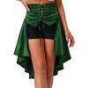 S-3XL Womens Gothic Steanpunk Satiny Skirt Front Eyelets Lace-up High-low Hem Tiered Ruffled Irregular Hem Skirt Waist Belt