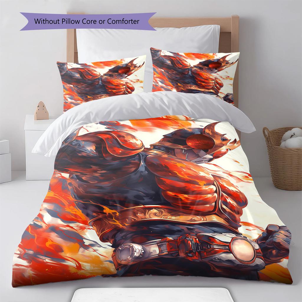 Kamen Rider Cool Armor Style Bedding Set Anime Duvet Cover Polyester Soft Comforter Bedroom Set -QJY