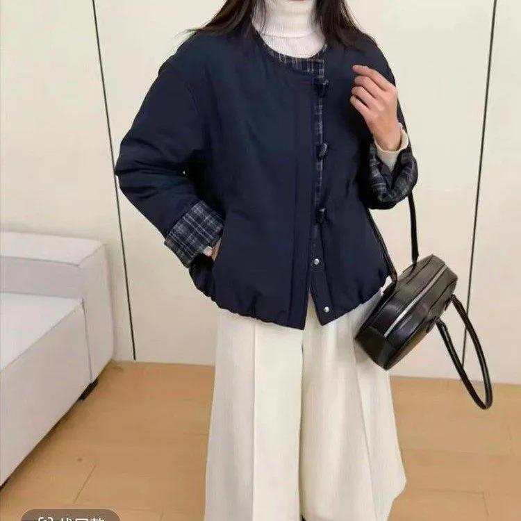 Plaid Stitching Lightweight Padded Jacket Women's Autumn and Winter Fashion Small Padded Jacket Thickened Warm Top