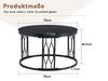 Mesa de Centro Redonda con Tapa Efecto Madera y Marco Metálico, Mesa Moderna para Sala de Estar con Marco Geométrico de Hierro, Mesa Auxiliar Redonda Resistente, aprox. 70x40.5 cm
