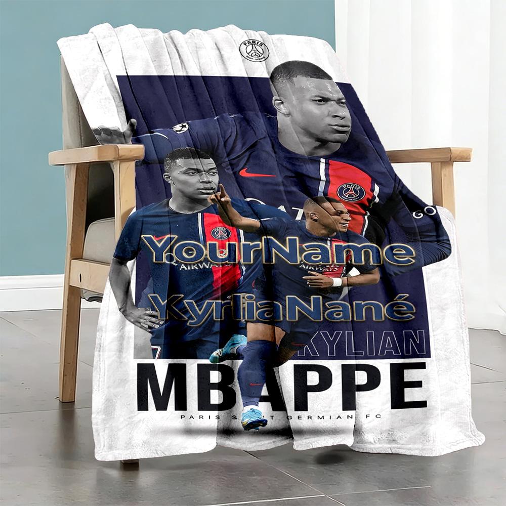 Mbappe 126 Customize Your Name Blanket Cozy Customizable Blanket Warmthful Decor Suitable for Office Nap Picnics Sofa for All Occasions