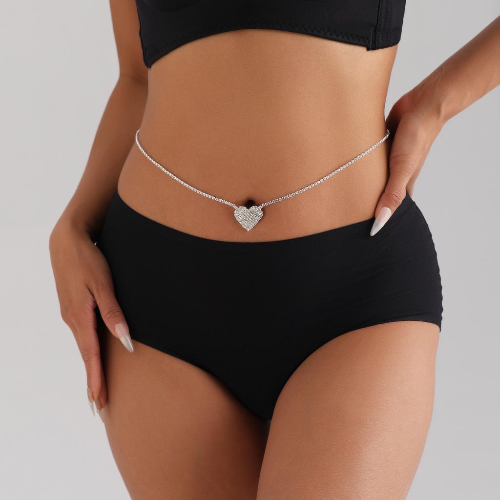 Full Diamond Love Claw Chain Waist Chain Sexy Fashion Wind Beach Rhinestone Simple Body Chain