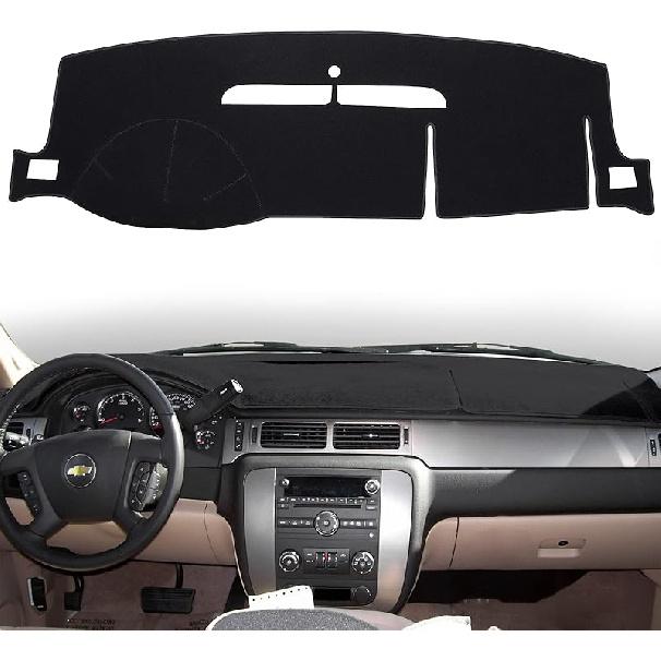 Gray Polyester Dashboard Cover - Fit For 2007-2014 Chevy Tahoe, Avalanche, Suburban, Silverado 1500 2500 3500 LTZ, GMC Sierra SLT Denali, Yukon XL