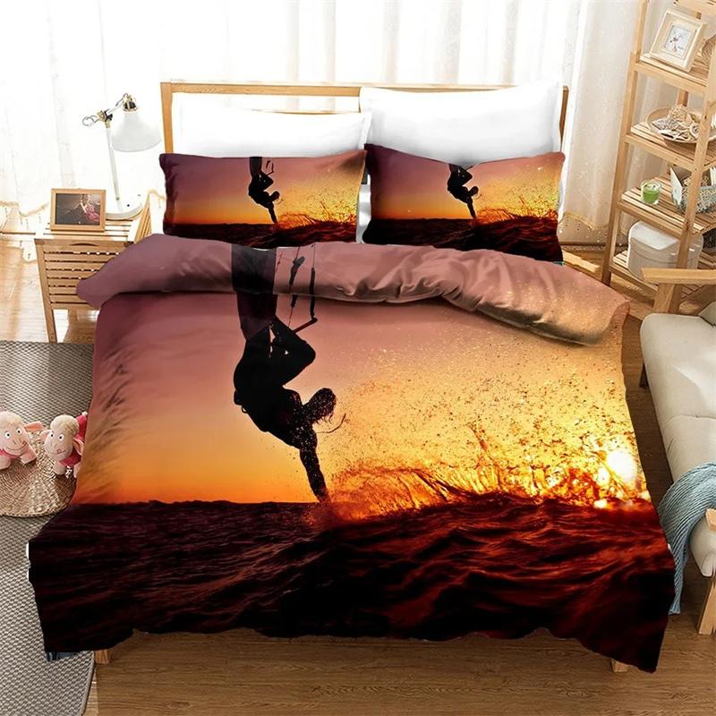 Strand Surfen Bettwäscheset Landschaft Bettdecke Mode Modern 3D-Druck Luxuriöses Bettbezugset Heimtextil Queen King Einzelgröße