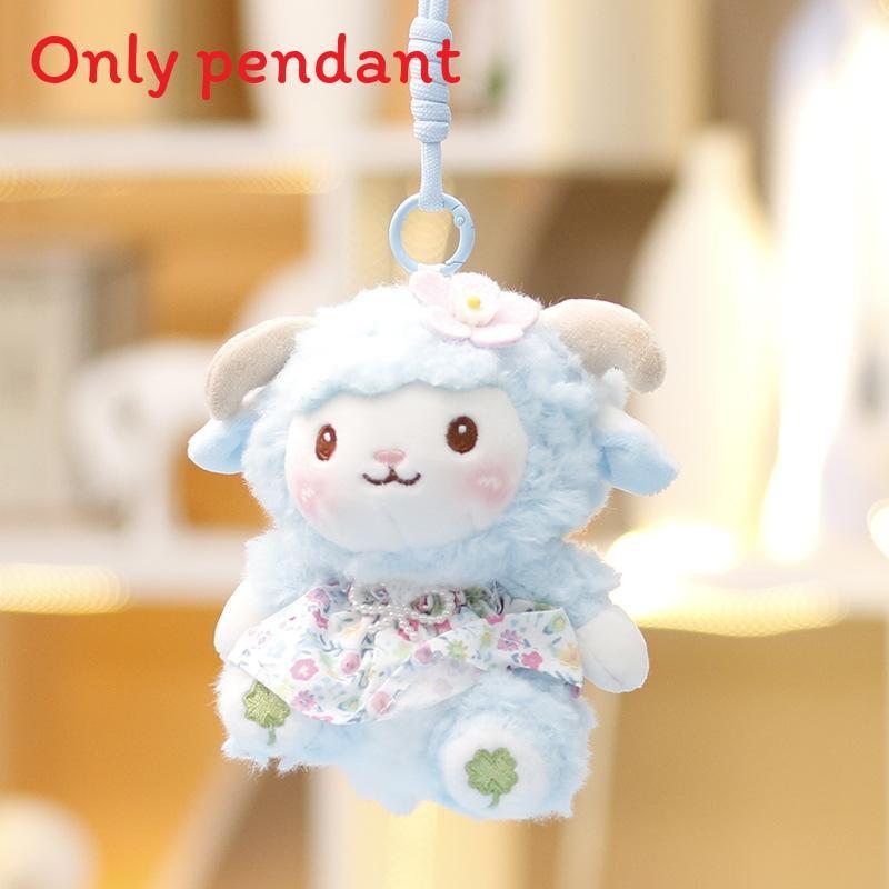 Cute Cartoon Floral Skirt Sheep Plush Toy Pendant Keychain For Gift And Decor