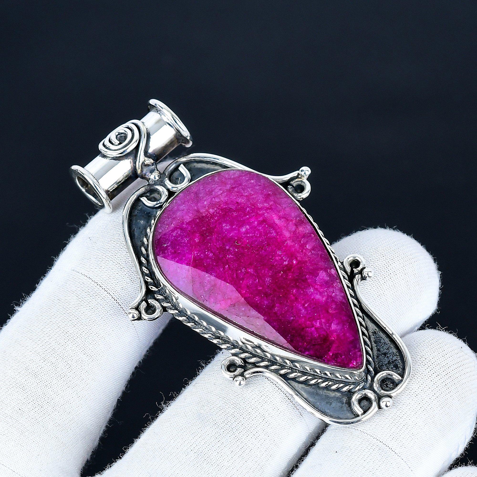

Kashmir Ruby Pendant, 925 Sterling Silver Handmade Jewelry, Kashmir Ruby Silver Pendant, Party Wear Jewelry For Women s, Pendant Engagement Gift 7.5 Cm