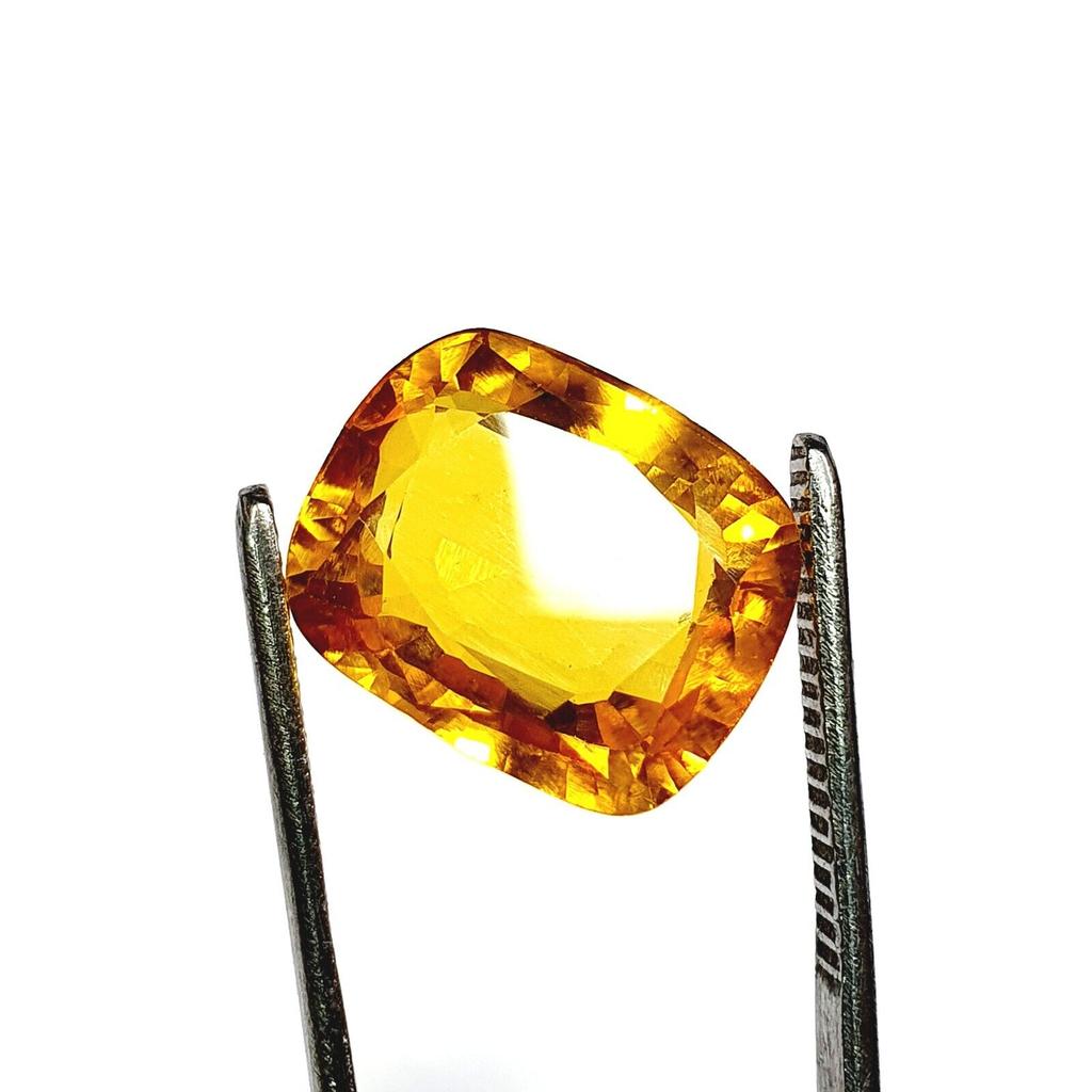 Certified Yellow Citrine 13 Ct Cushion Shape Faceted Cut Loose Gemstone
