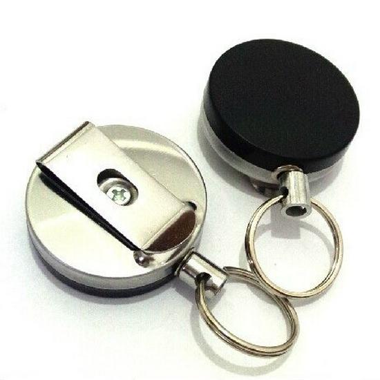Semi-Metallic 4cm Retractable Anti-Theft Keychain with Pull-Release Buckle