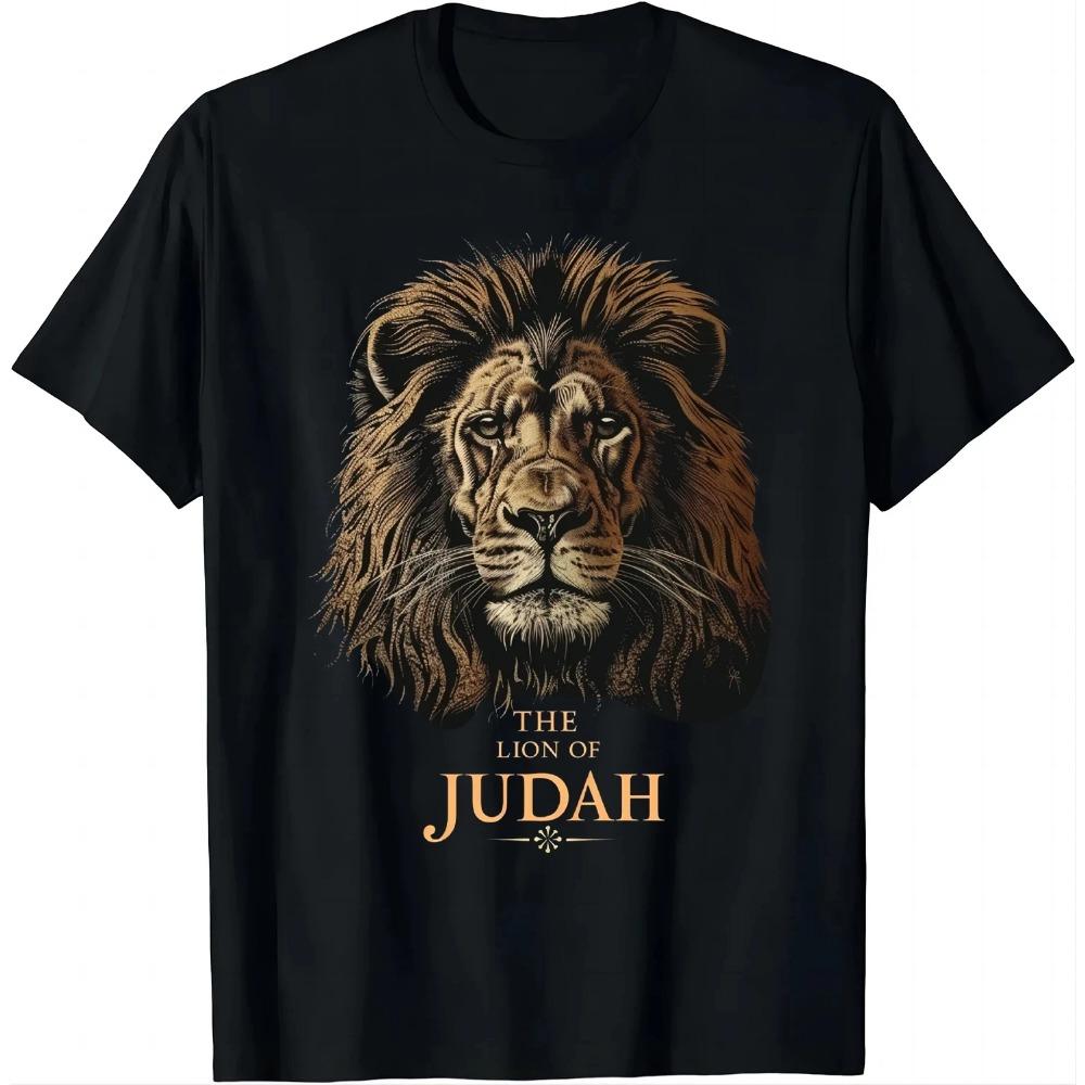 Jesus Lion of Judah Gift for Men Women T-Shirt Vintage T Shirt Animal Fashion Short Sleeves Top Streetwear Ropa Hombre