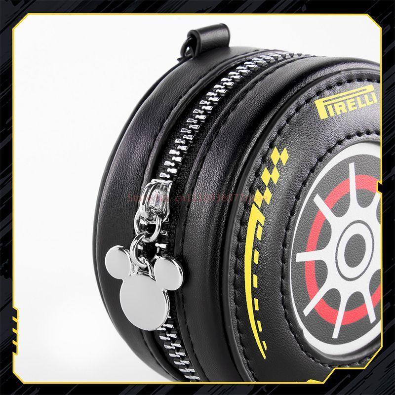 Mickey F1 Racing PU Leather Headphone Case with Keychain Premium Unisex Portable Storage Bag Birthday Gift for AirPods