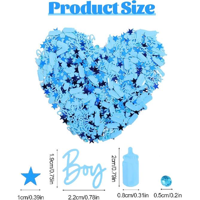 1000 Pcs Baby Shower Confetti Baby Shower Decorations Boy Rhinestones Stars Baby-Bottles Blue Table Confetti Sprinkle Decorations Gender Reveal Party