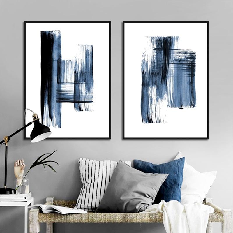 Abstraktes, modernes, minimalistisches Poster, blaues Graffiti, lässig, einfach, frisch, Druck auf Leinwand, Bild für Wohnzimmer, Schlafzimmer, Arbeitszimmer, Dekoration