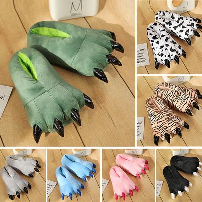 Winter Dinosaur Paw Tiger Paw Cotton Slippers Cartoon Couple Package Heel Warm Shoes Men And Women Home Children Monster Shoes